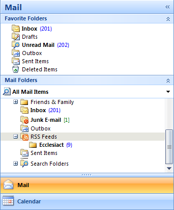 Subscribing to an Ecclesiact Podcast using MS Outlook 2007